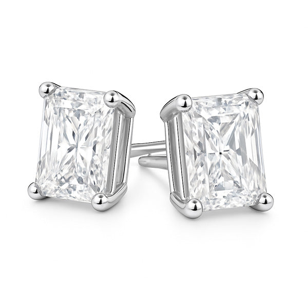 natural radiant diamond 4ct earring side angle