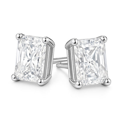 natural radiant diamond 4ct earring side angle