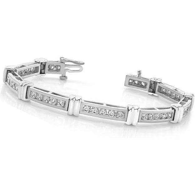 4 Ct Round Channel Setting Real Natural Earth Mined Diamond Bracelet White Gold Jewelry