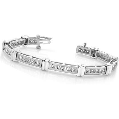 4 Ct Round Channel Setting Real Natural Earth Mined Diamond Bracelet White Gold Jewelry