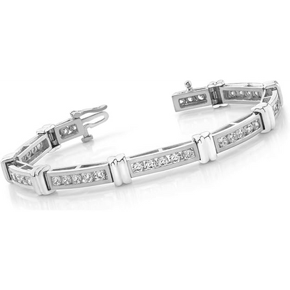 4 Ct Round Channel Setting Real Natural Earth Mined Diamond Bracelet White Gold Jewelry