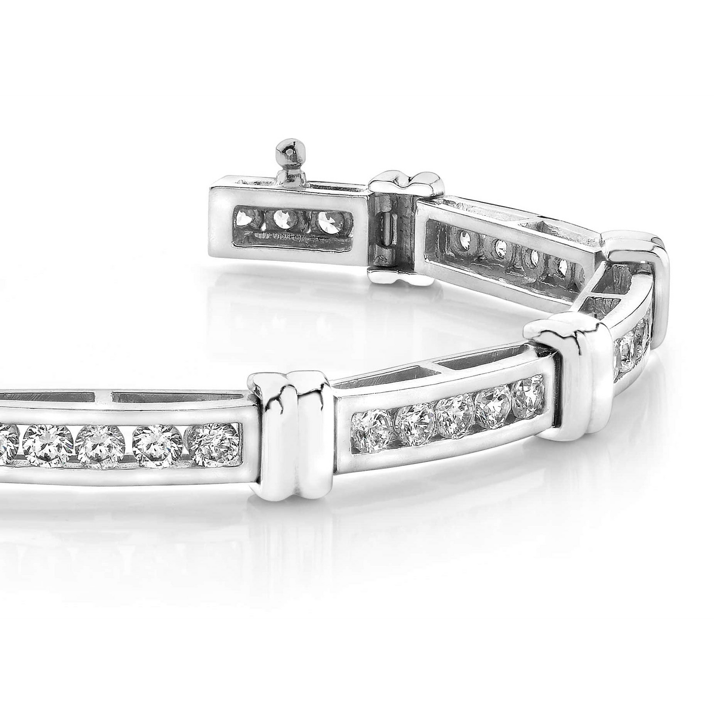 4 Ct Round Channel Setting Real Natural Earth Mined Diamond Bracelet White Gold Jewelry
