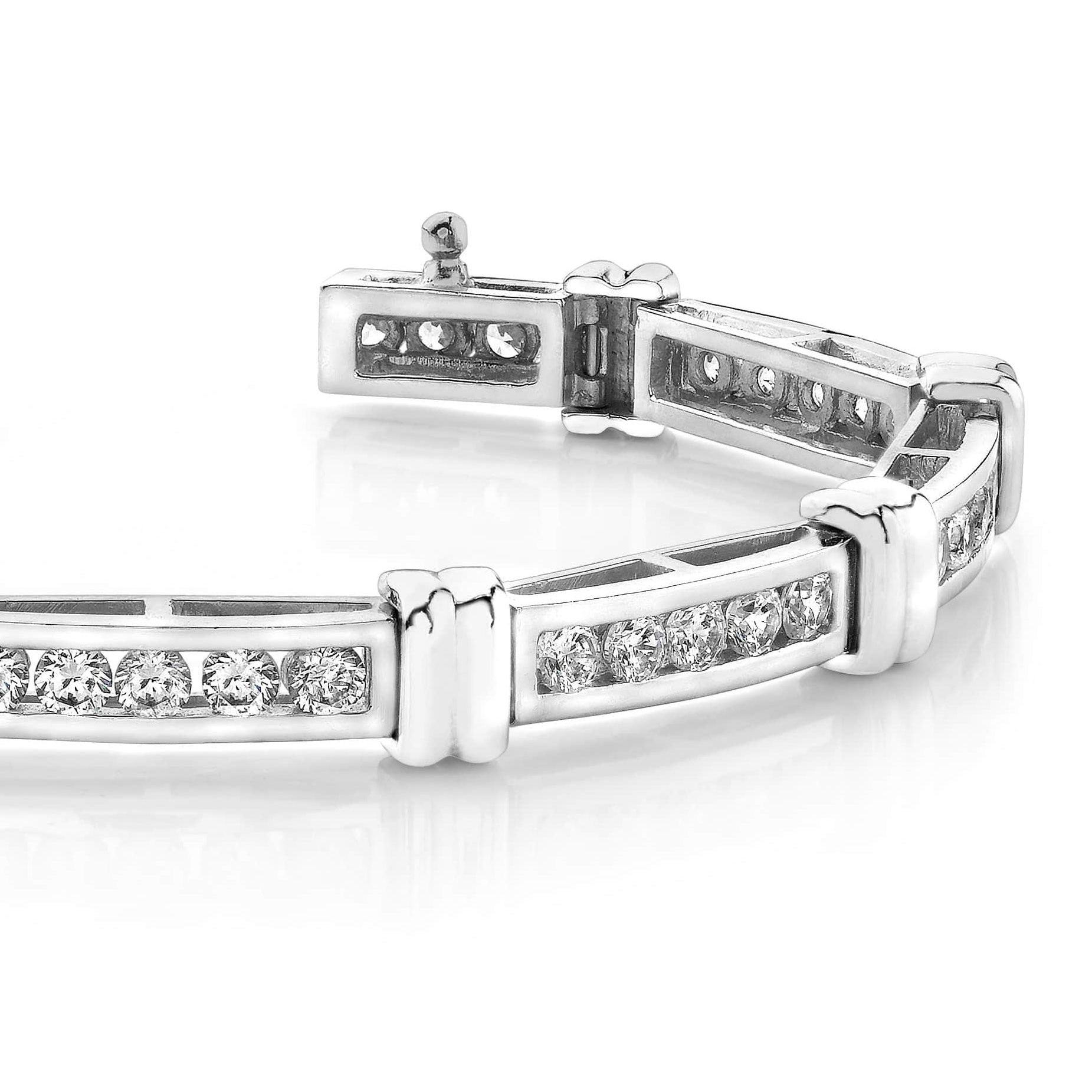 4 Ct Round Channel Setting Real Natural Earth Mined Diamond Bracelet White Gold Jewelry