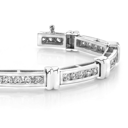 4 Ct Round Channel Setting Real Natural Earth Mined Diamond Bracelet White Gold Jewelry