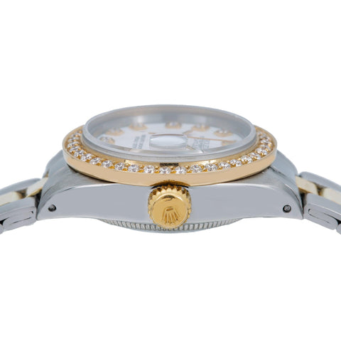 Datejust Rolex Ladies Watch Two Tone Oyster Bracelet Diamond Dial