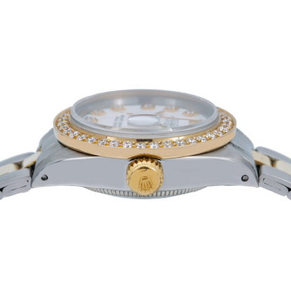 Datejust Rolex Ladies Watch Two Tone Oyster Bracelet Diamond Dial