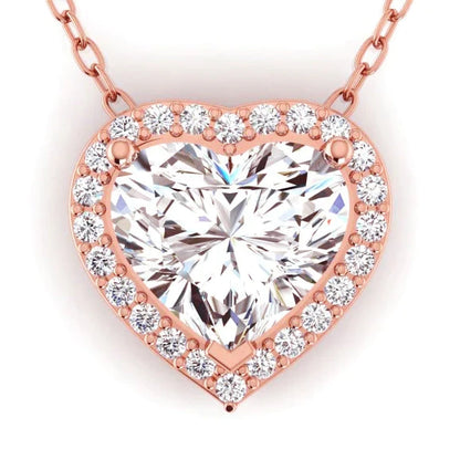 4ct Heart Shaped Diamond Halo Necklace