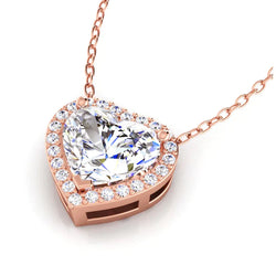 4ct Heart Shaped Diamond Halo Necklace