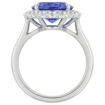 5.00 Carats Prong Set Tanzanite With Natural Earth Mined Diamonds Wedding Ring White