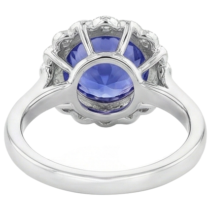 5.00 Carats Prong Set Tanzanite With Natural Earth Mined Diamonds Wedding Ring White
