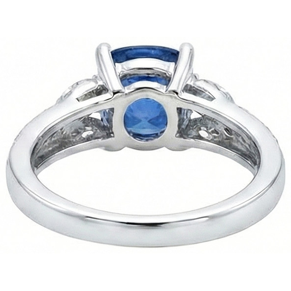 5.10 Ct Ceylon Blue Sapphire And Natural Earth Mined Diamonds Ring White Gold 14K