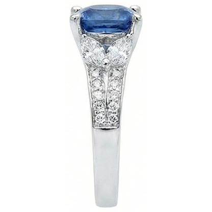 5.10 Ct Ceylon Blue Sapphire And Natural Earth Mined Diamonds Ring White Gold 14K