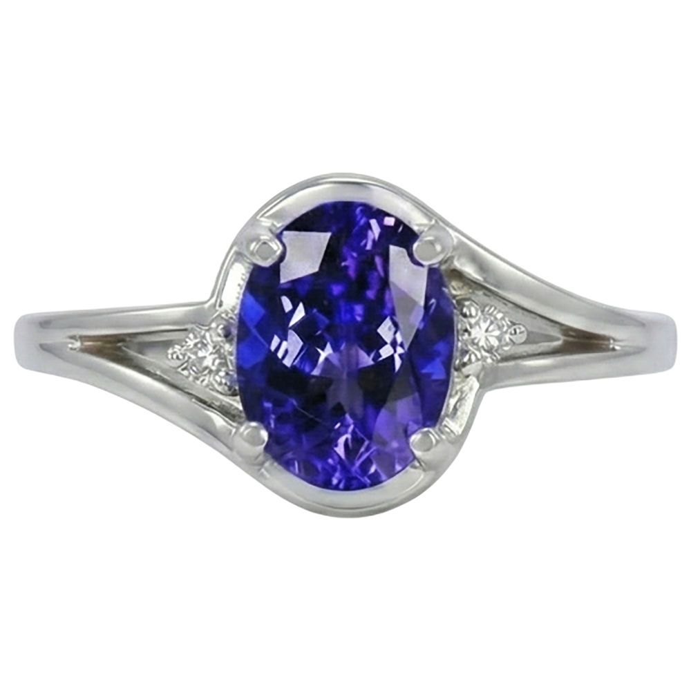 5.10 Ct Oval Cut Tanzanite Ring With Natural Earth Mined Diamond Jewelry White Gold 14K