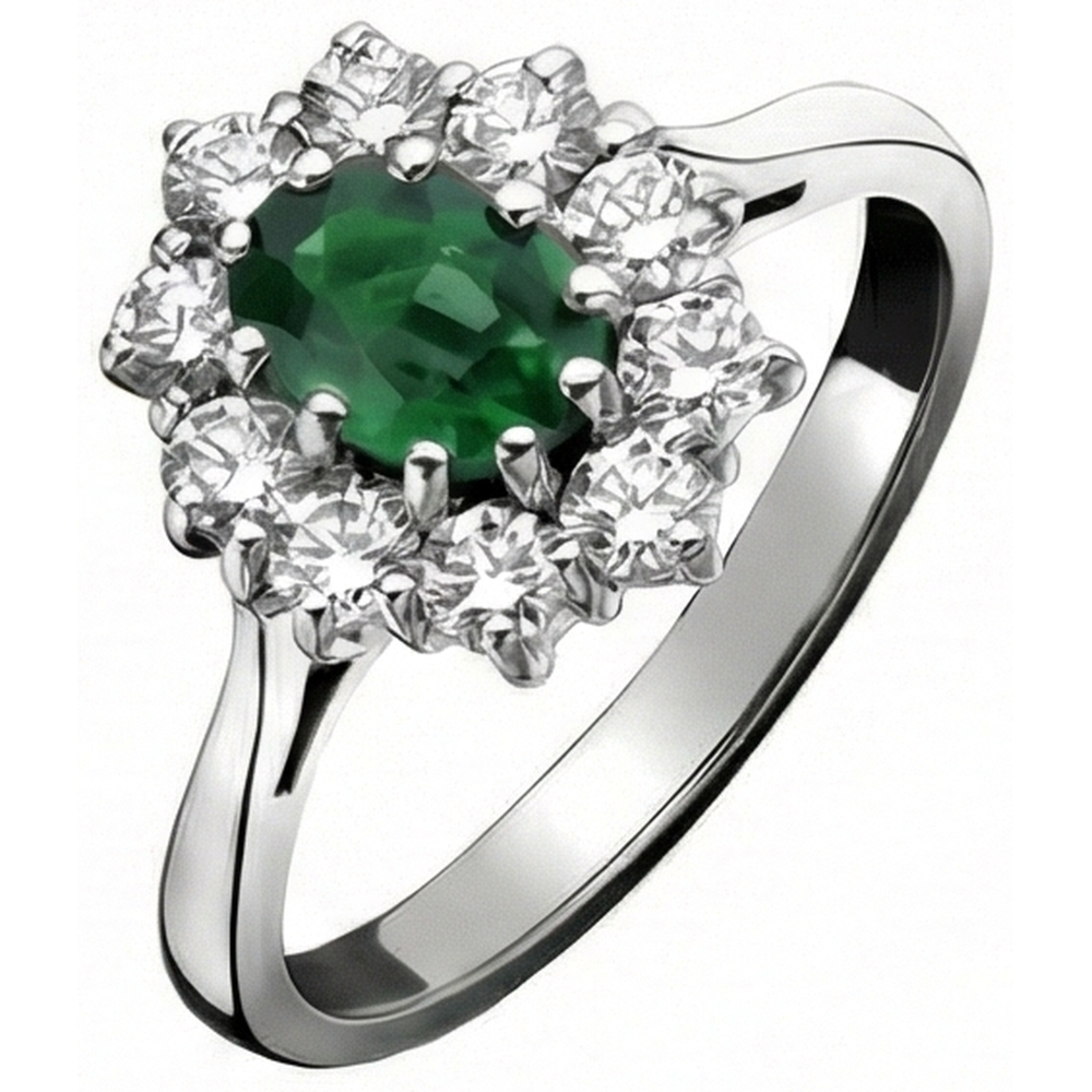 5.25 Carats Green Emerald GIA And Natural Earth Mined Diamonds Engagement Ring White Gold 14K