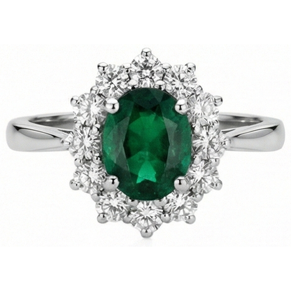 5.25 Carats Green Emerald GIA And Natural Earth Mined Diamonds Engagement Ring White Gold 14K