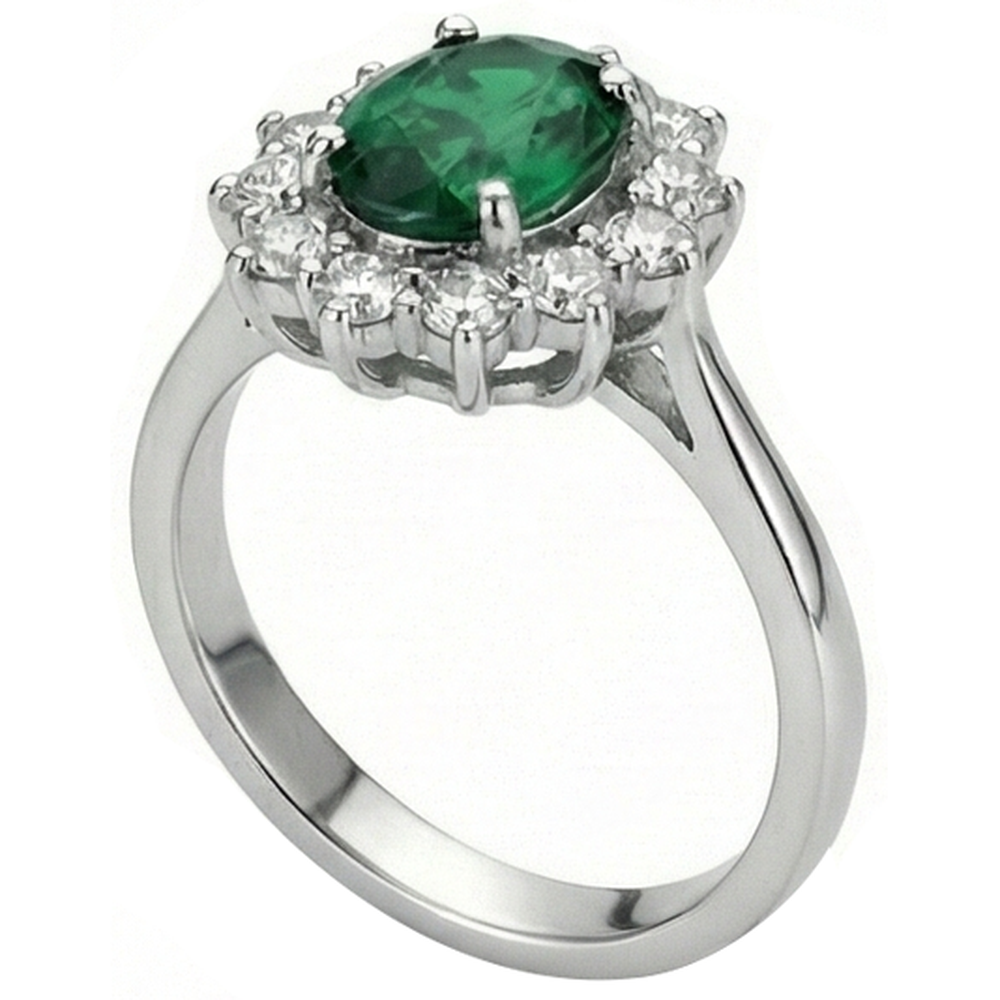 5.25 Carats Green Emerald GIA And Natural Earth Mined Diamonds Engagement Ring White Gold 14K