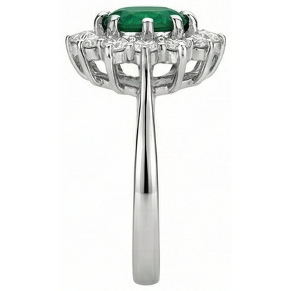 5.25 Carats Green Emerald GIA And Natural Earth Mined Diamonds Engagement Ring White Gold 14K