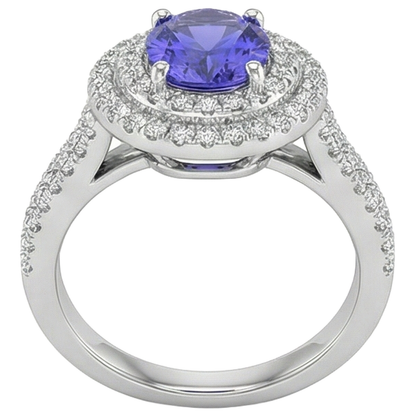 5.25 Ct Blue Tanzanite Halo Natural Earth Mined Diamonds Ring White Gold 14K