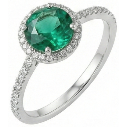 5.25 Ct Green Emerald With Natural Earth Mined Diamond Ring White Gold 14K