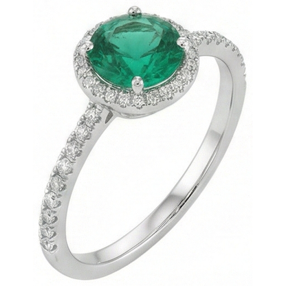 5.25 Ct Green Emerald With Natural Earth Mined Diamond Ring White Gold 14K