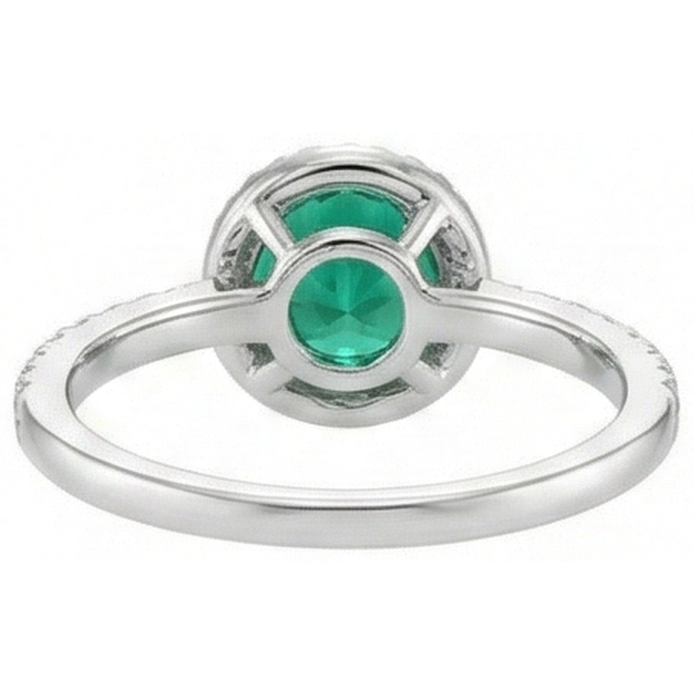 5.25 Ct Green Emerald With Natural Earth Mined Diamond Ring White Gold 14K