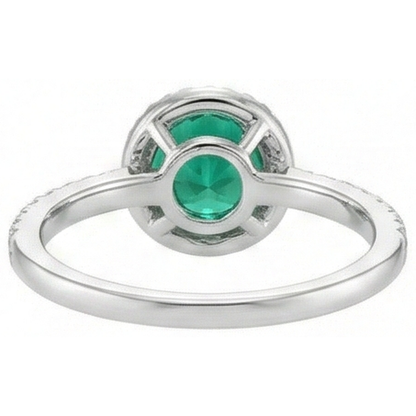 5.25 Ct Green Emerald With Natural Earth Mined Diamond Ring White Gold 14K