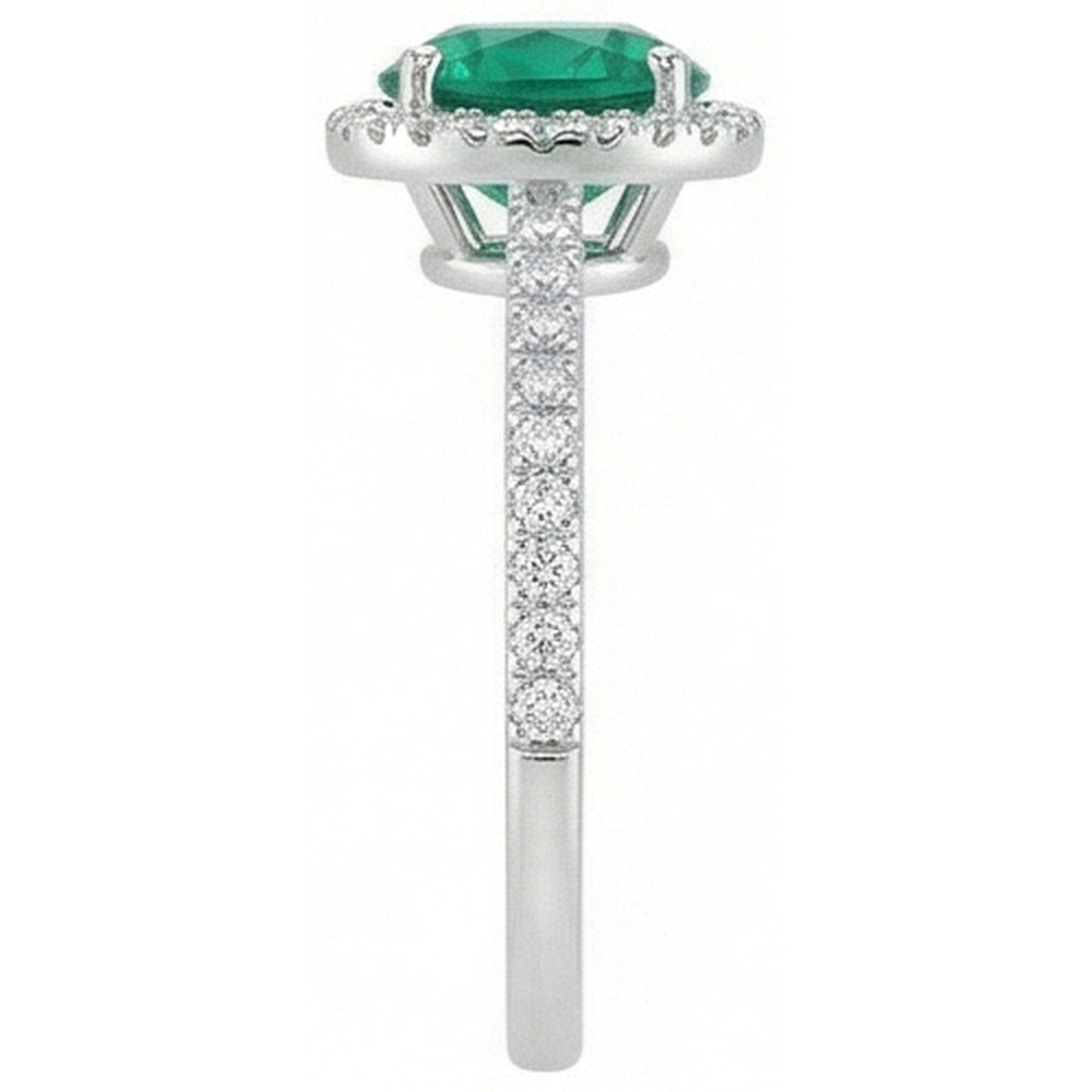 5.25 Ct Green Emerald With Natural Earth Mined Diamond Ring White Gold 14K