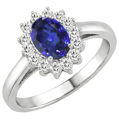 5.30 Carats Tanzanite Oval Natural Earth Mined Diamonds Ring White Gold 14K New