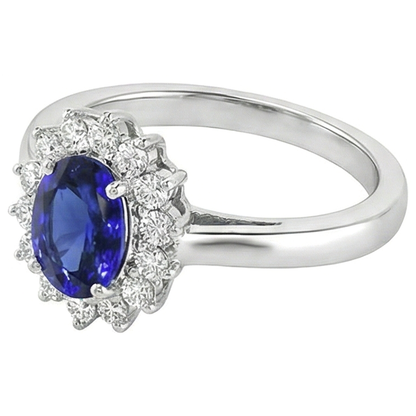 5.30 Carats Tanzanite Oval Natural Earth Mined Diamonds Ring White Gold 14K New