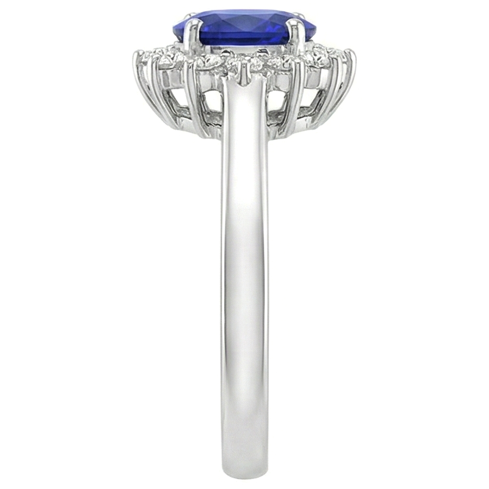 5.30 Carats Tanzanite Oval Natural Earth Mined Diamonds Ring White Gold 14K New