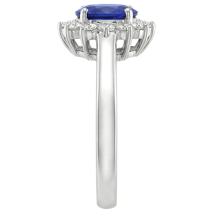 5.30 Carats Tanzanite Oval Natural Earth Mined Diamonds Ring White Gold 14K New