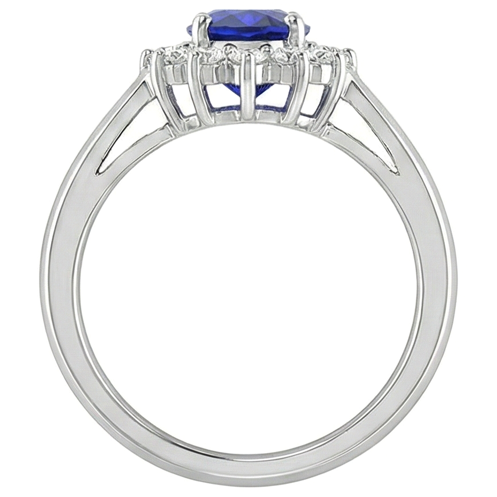 5.30 Carats Tanzanite Oval Natural Earth Mined Diamonds Ring White Gold 14K New