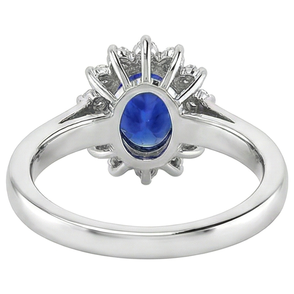 5.30 Carats Tanzanite Oval Natural Earth Mined Diamonds Ring White Gold 14K New