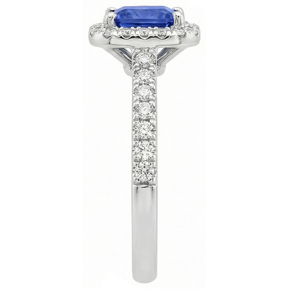 5.30 Carats Tanzanite With Natural Earth Mined Diamonds Ring 14K White Gold