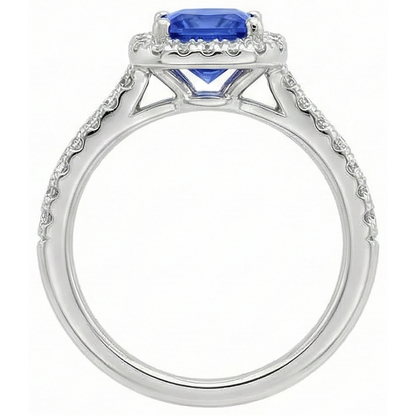 5.30 Carats Tanzanite With Natural Earth Mined Diamonds Ring 14K White Gold