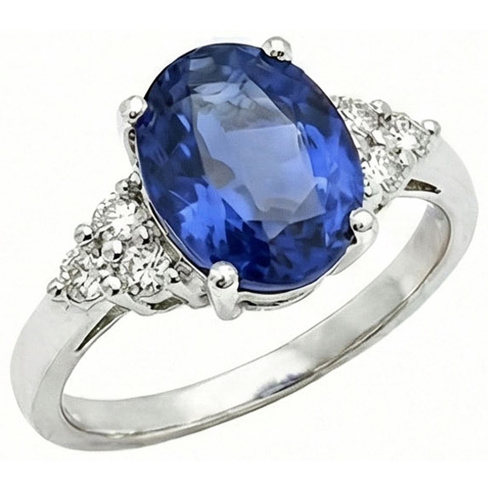 5.30 Ct Oval Sri Lankan Sapphire Natural Earth Mined Diamond Ring White Gold 14K