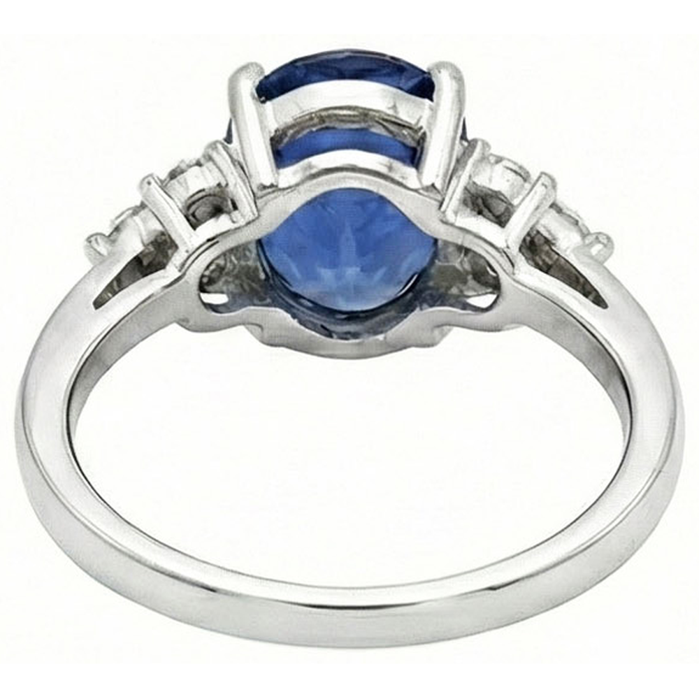 5.30 Ct Oval Sri Lankan Sapphire Natural Earth Mined Diamond Ring White Gold 14K