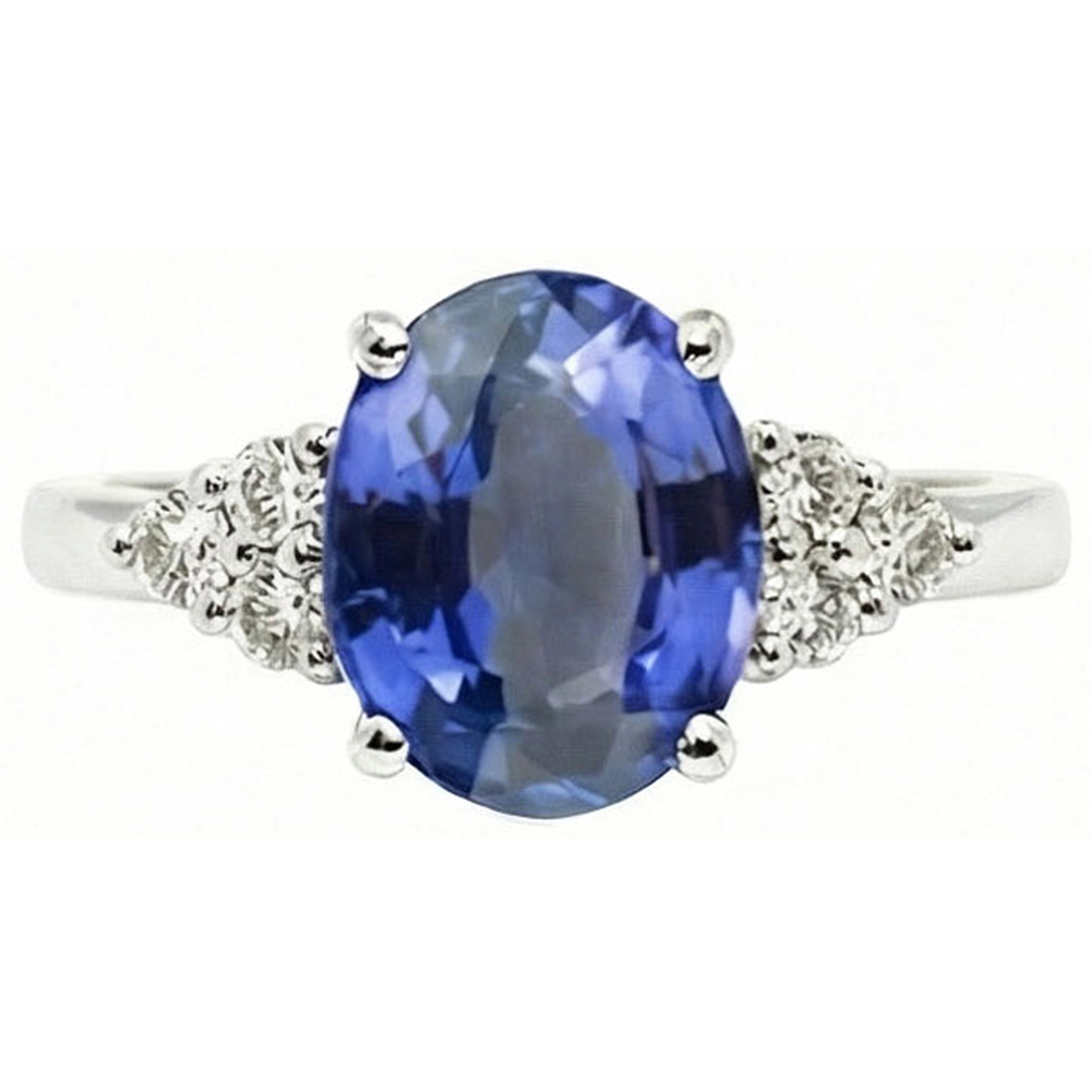 5.30 Ct Oval Sri Lankan Sapphire Natural Earth Mined Diamond Ring White Gold 14K