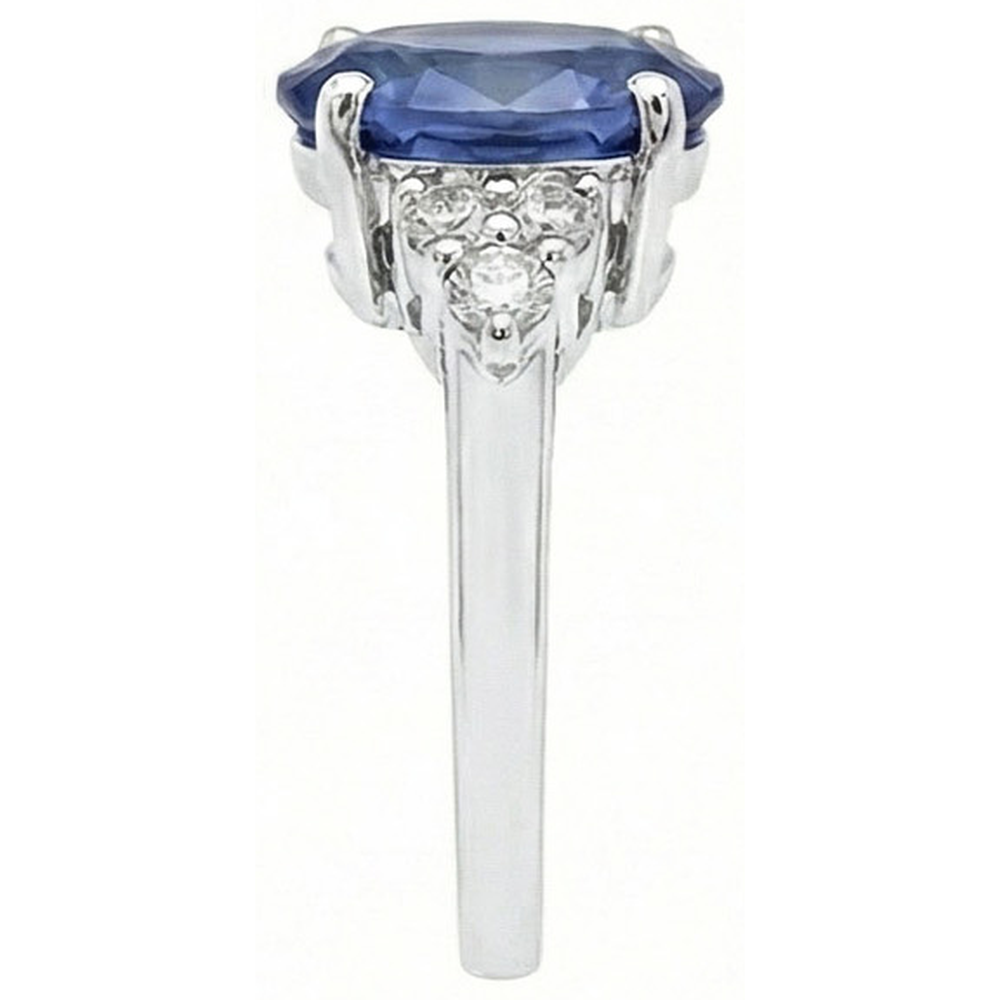 5.30 Ct Oval Sri Lankan Sapphire Natural Earth Mined Diamond Ring White Gold 14K