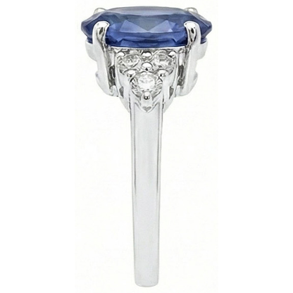 5.30 Ct Oval Sri Lankan Sapphire Natural Earth Mined Diamond Ring White Gold 14K