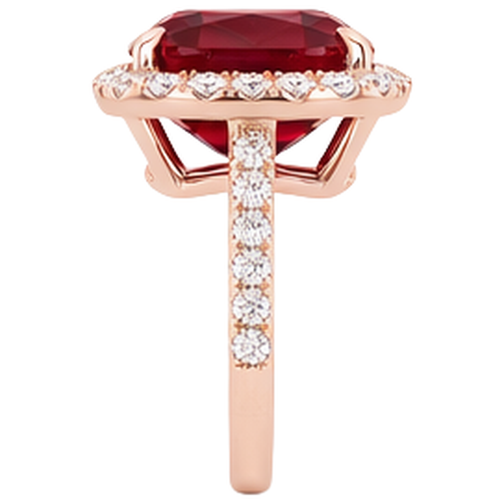 5.35 Ct Cushion Cut Red Ruby And Natural Earth Mined Diamond Wedding Ring Gold Jewelry