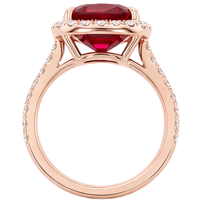 5.35 Ct Cushion Cut Red Ruby And Natural Earth Mined Diamond Wedding Ring Gold Jewelry