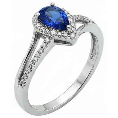 5.36 Carats Pear Aaa Ceylon Sapphire Natural Earth Mined Diamonds Anniversary Ring