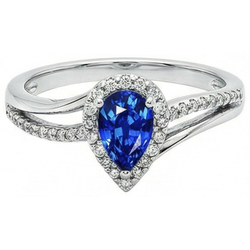 5.36 Carats Pear Aaa Ceylon Sapphire Natural Earth Mined Diamonds Anniversary Ring