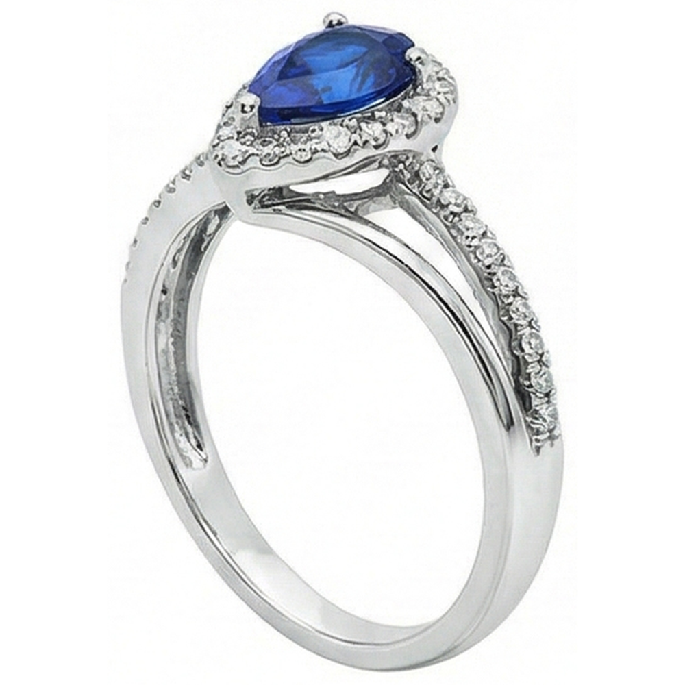 5.36 Carats Pear Aaa Ceylon Sapphire Natural Earth Mined Diamonds Anniversary Ring