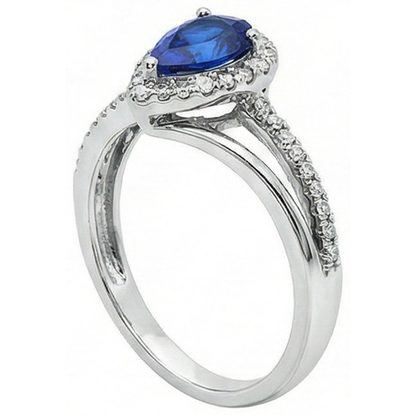 5.36 Carats Pear Aaa Ceylon Sapphire Natural Earth Mined Diamonds Anniversary Ring