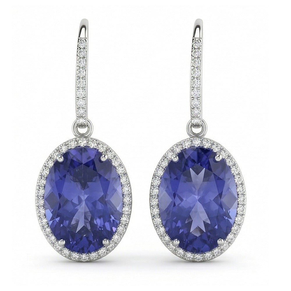 5.40 Carat Ceylon Color Sapphire IGI CERTIFIED Diamonds Dangle White Gold Earring New