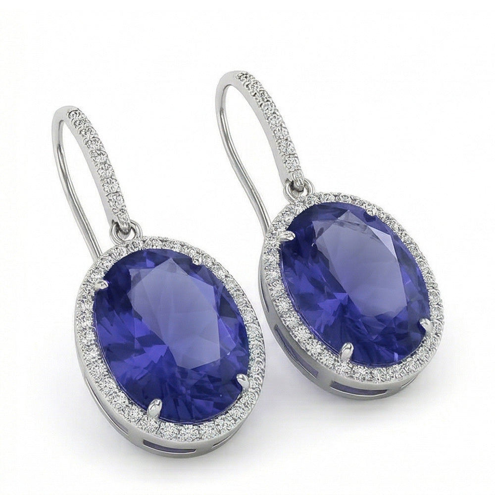 5.40 Carat Ceylon Color Sapphire IGI CERTIFIED Diamonds Dangle White Gold Earring New