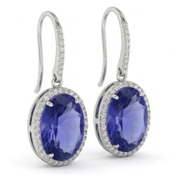 5.40 Carat Ceylon Color Sapphire IGI CERTIFIED Diamonds Dangle White Gold Earring New