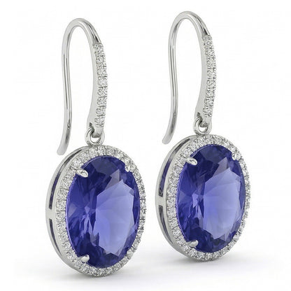 5.40 Carat Ceylon Color Sapphire IGI CERTIFIED Diamonds Dangle White Gold Earring New